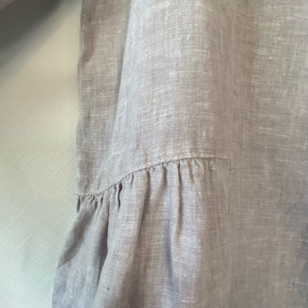 Women's Grey 100% Linen Dress MD Popover Lagenlook 3/4 Sleeve Coastal Grandma - Picture 4 of 13